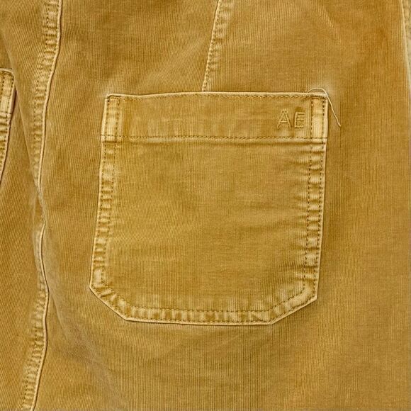 American Eagle Golden Tan Corduroy Patch Pocket Super Stretch Mini Skirt - Picture 9 of 16